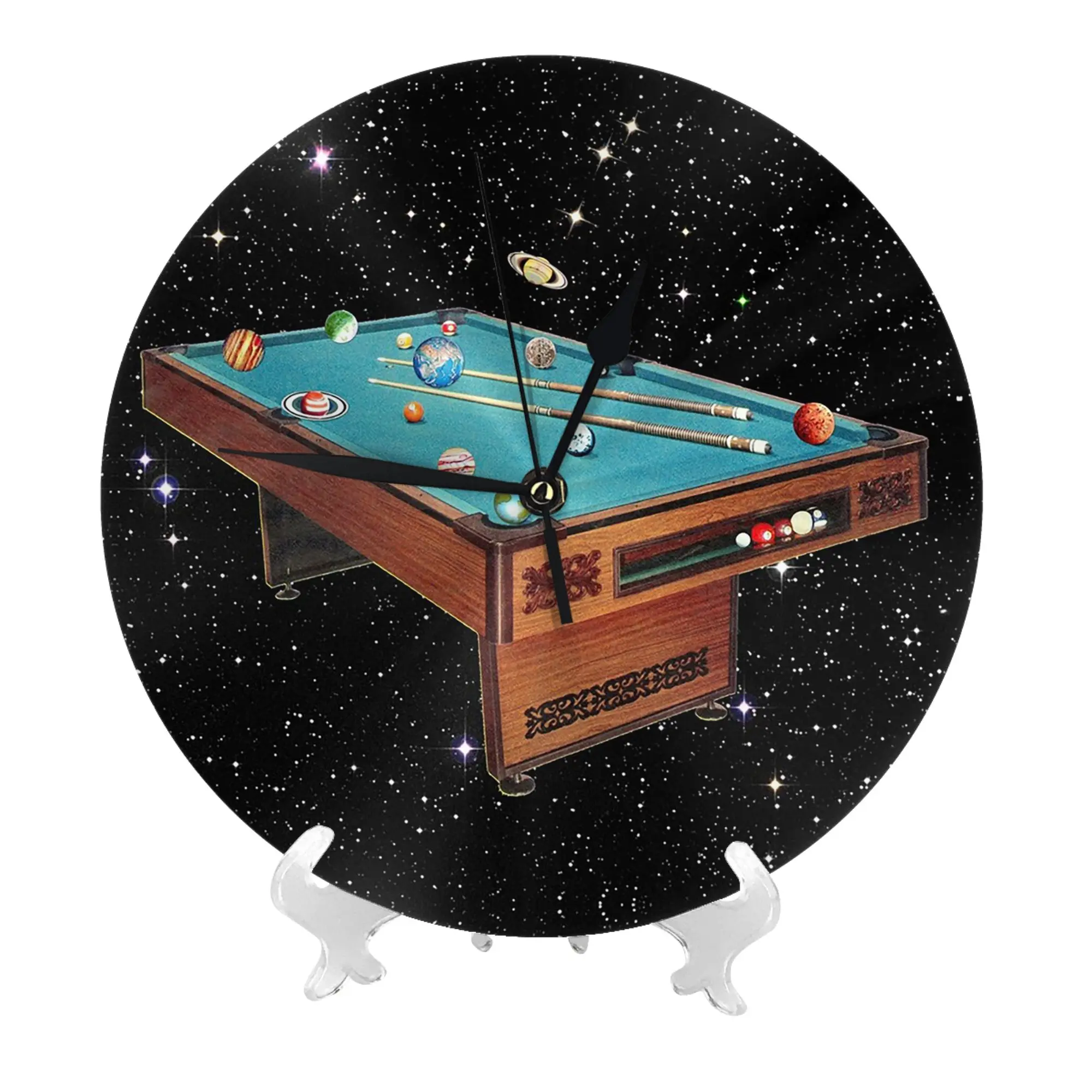Cosmic Pool Wall Clock Room Decoration Silent Round Clock for Bedroom Living Kitchen Home