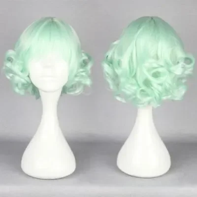 Charm Short Light greenCurly Wavy Cosplay Party Full Hair Wigs