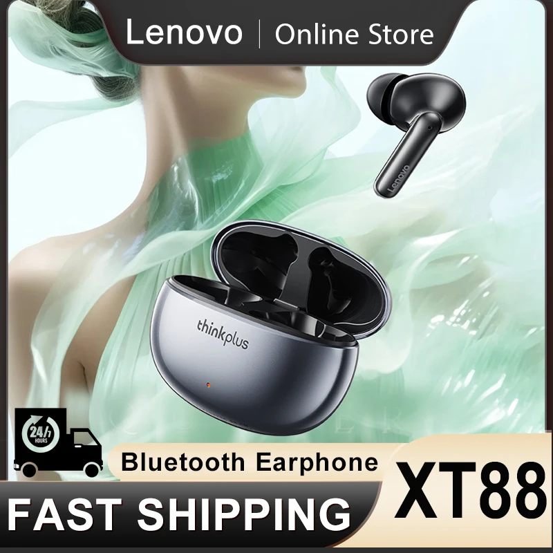 Original Lenovo XT88 TWS Wireless Earphones Bluetooth 5.3 HiFi Stereo HD Microphone Call Headphones Touch Control Headset 250mAh