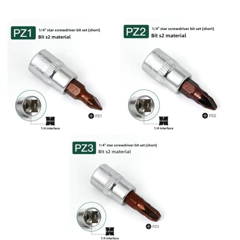 1/4 Zoll Schraubendreher-Bit-Steckschlüsselsatz, Sechskant-Schraubendreher-Bits H2-H10, Schraubendreher-Zubehör für Drehmomentschlüssel, Ratschenschlüssel – Detail 3