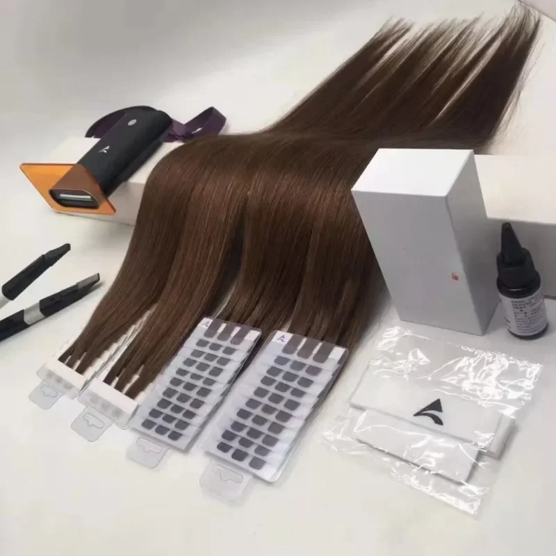 Best selling hair extension set  first choice for hair extension  including 150g  remy hair  and v light extension tool