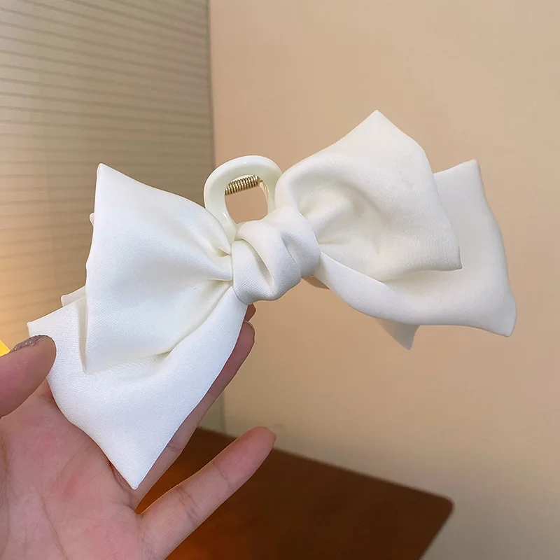 Haimeikang Satin Bow Hair Claws Crab Girls Sweet Ponytail Hairpin Hair Claw Solid Color Fashion Hair Clips Hair Accessories