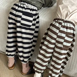 Kids Pants Children Motion Trousers Girl Stripe Casual Pants Boy Autumn New Spring Autumn Easy Baby Sweatpants 2024