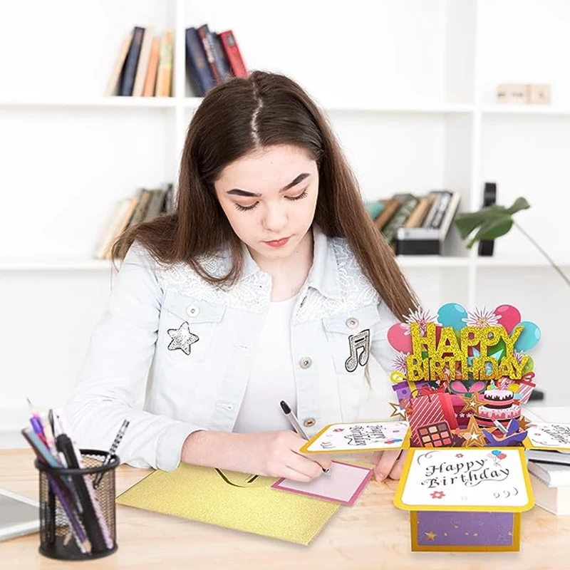 Birthday Greeting Card Three-Dimensional Birthday Greeting Card Hollow Birthday Letter Card Birthday Gift For Children Durable