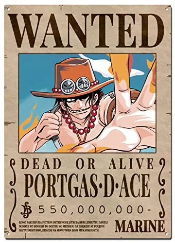 Ace Bounty Wanted Metal Tin Signs, One Piece Wanted Bounty Poster, Decorative Signs Wall Art Home Decor