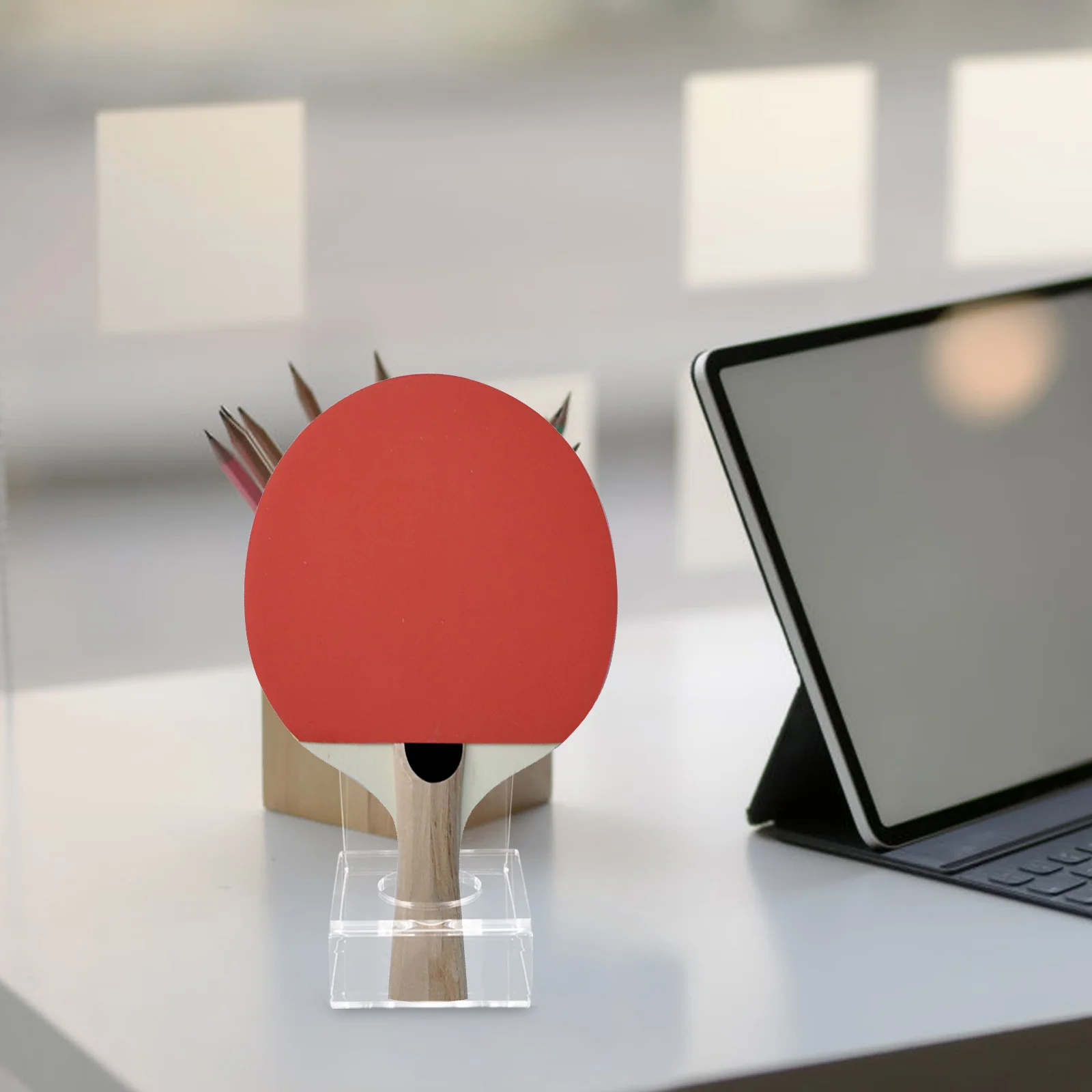 

Transparent Table Display Rack Acrylic Stand Durable Clear Table Tennis Paddle Holder Displaying Stand Clear Holder Storage Base