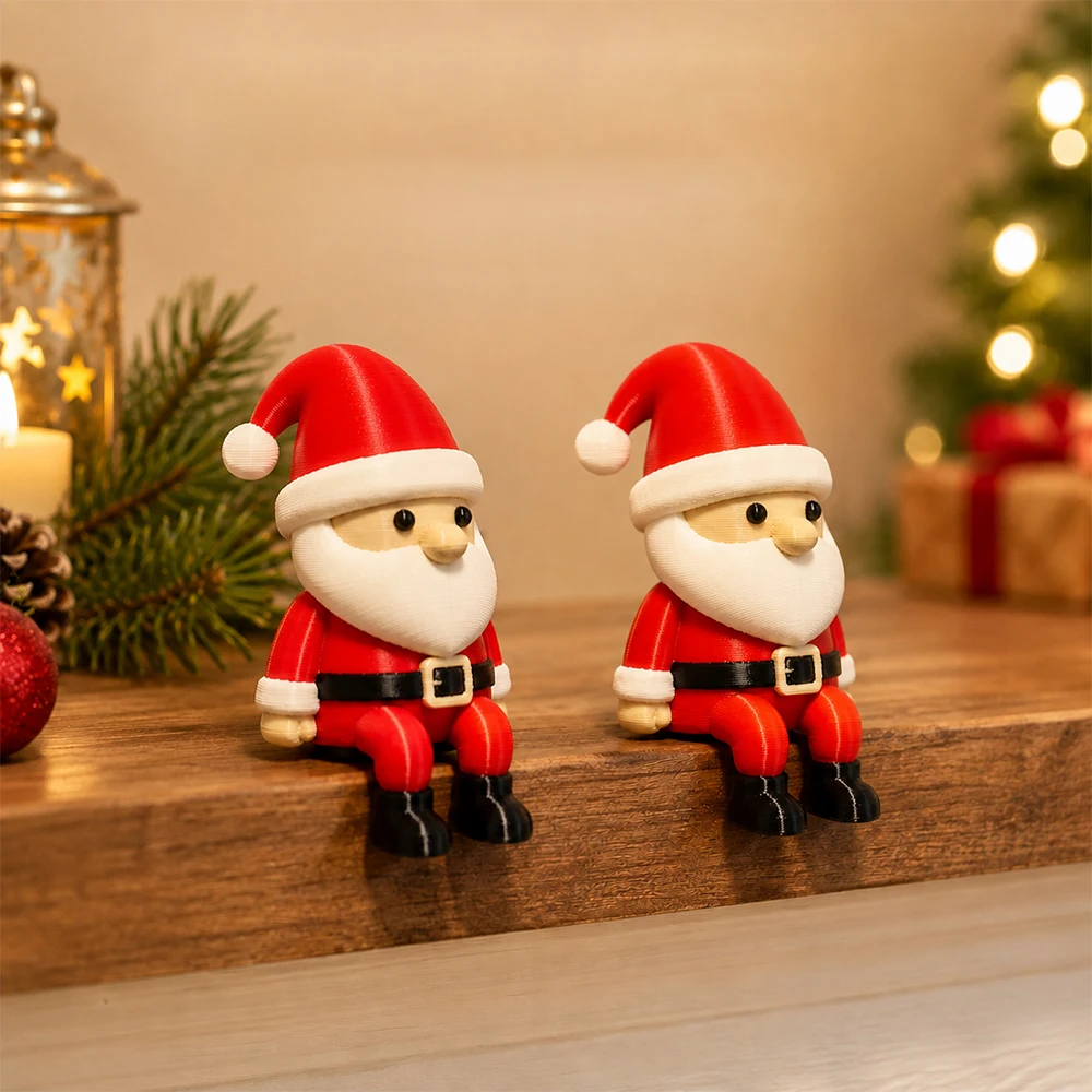  2 Stück Weihnachts-Weihnachtsmann-Figuren, Niedliche Sitzende Weihnachtsdekorationen für Regal, Kaminsims, Tisch, Schreibtisch, Zuhause, Büro, Feiertagsdekoration – Detail 7