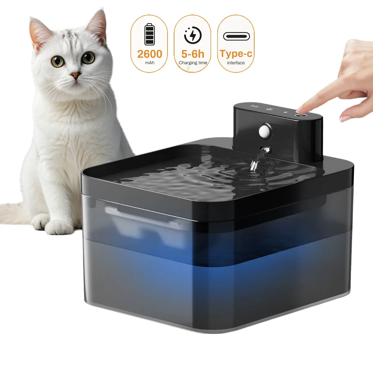 2 in 1 Wireless Water Fountain for Cats Pet Battery& Sensor Automatic Feeder Drinking Dispenser USB Rechargeable Cat Accessories