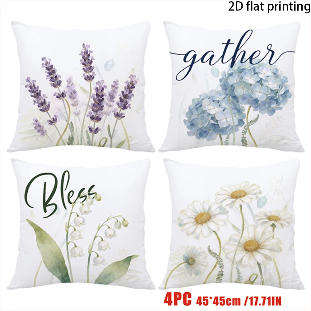 1/4PCS Watercolor Floral Throw Pillow Covers 4 Pack ,Suitable for beds, sofas, lounge chairs, home decoration.