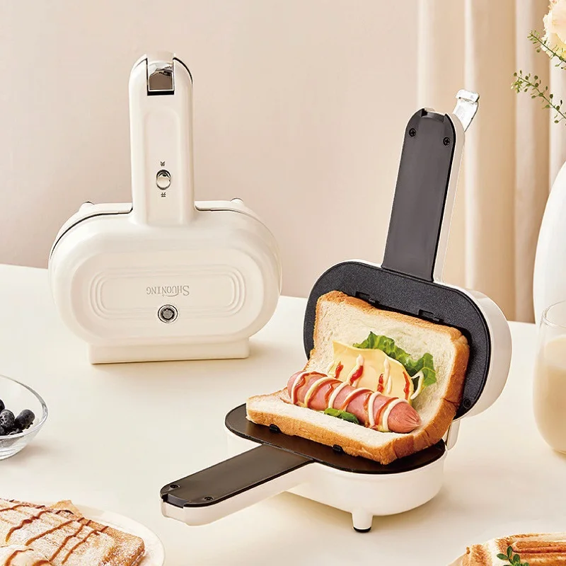 

220V Mini Panini Breakfast Machine Non-stick Sandwich Machine Double-sided Heating Bread Machine Multi Toaster Auto Edge Sealing