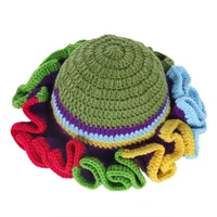 New Handmade Knit Fisherman Cap Winter Fashion Woman Weaving Floppy Ruffled Brim Bucket Hat Outdoor Warm Windproof Beanie Hats 6
