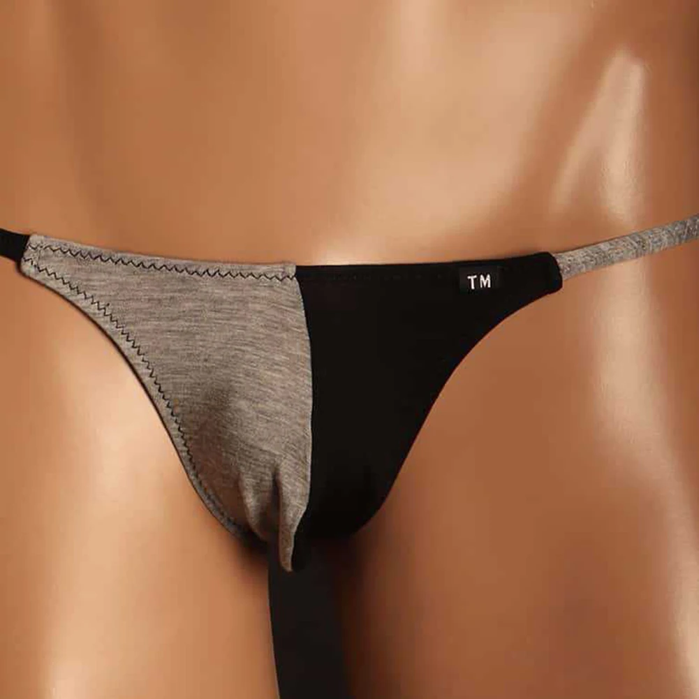 

Men Splicing Cotton Briefs Soft Low Rise Sexy Tоy Mens Elastic Underwear U Pouch Thong Gay Sissy Sexy Lingerie Low Rise T-Back