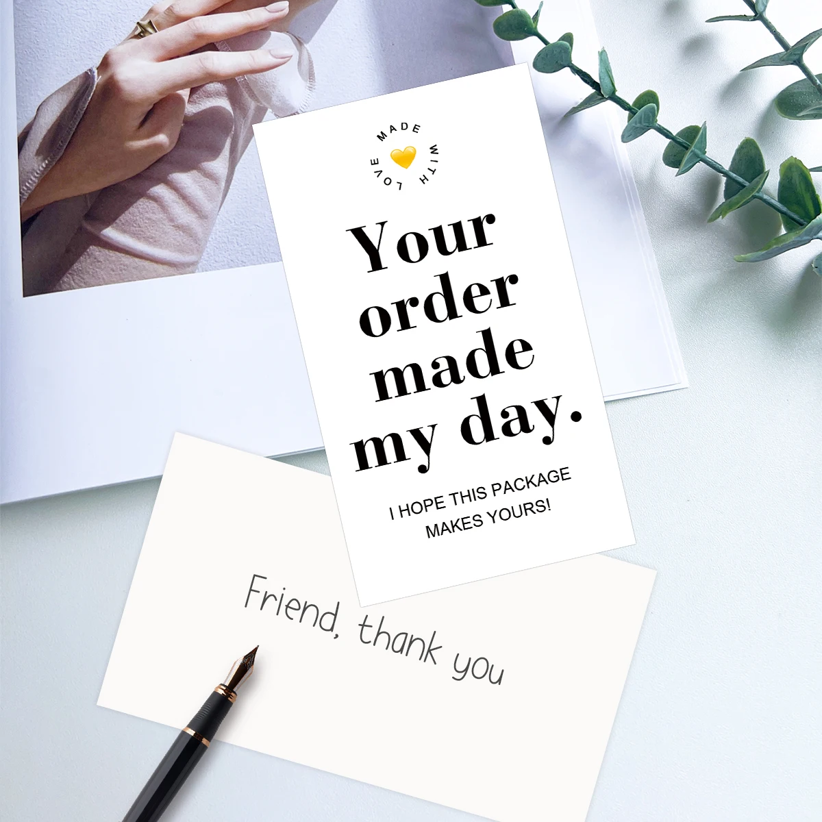 50 قطعة من بطاقات الشكر - ملاحظات تقدير العملاء الملهمة، بطاقات إدراج التغليف المصنوعة يدويًا، للشركات الصغيرة، البيع بالتجزئة، المتجر