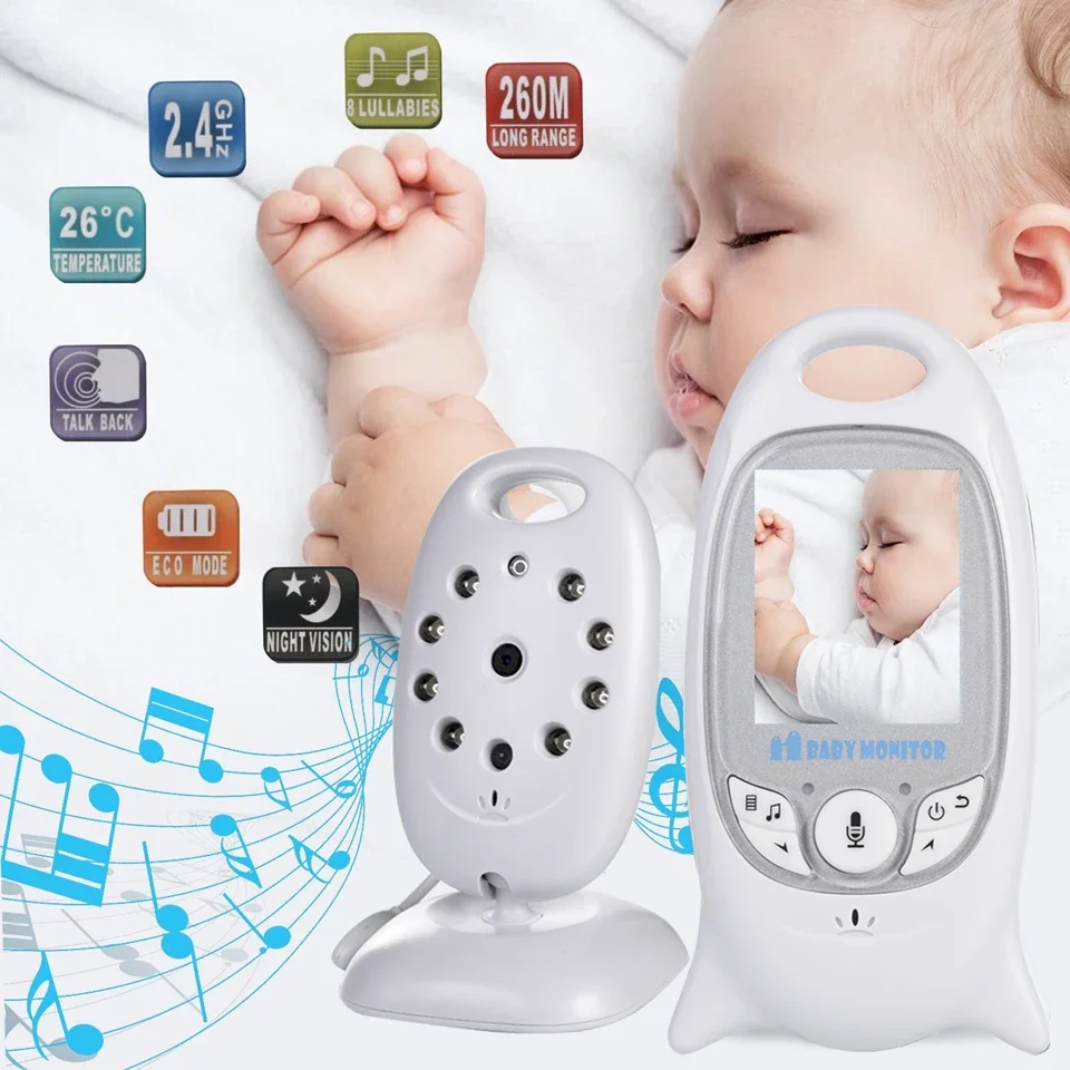 VB601 Baby Monitor 2 inch BeBe Babi Electronic Babysitter Radio Video Nanny Camera Night Vision Temperature Monitoring 8 Lullaby