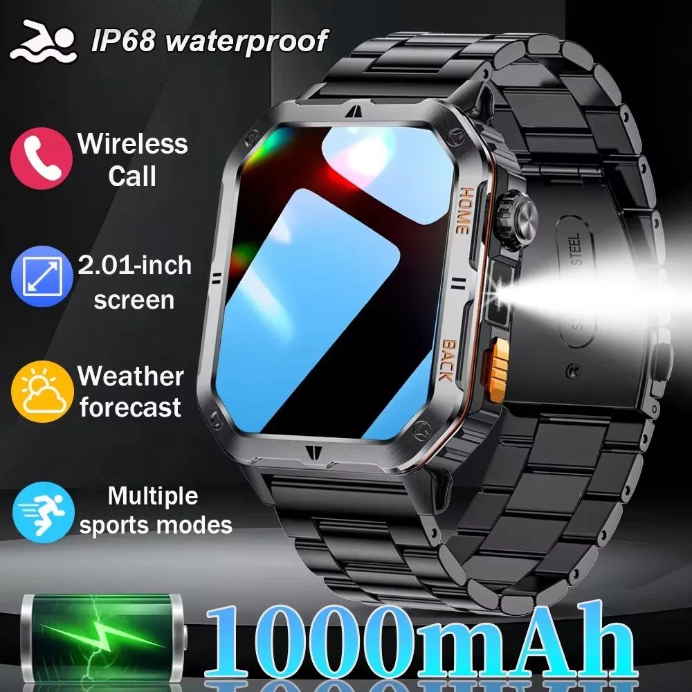 

Sports Smart Watch 2.01'' HD Screen Blood Oxygen Bluetooth Talking Watch Multi Sports Modes IP68 Waterproof Outdoor Smart Watch