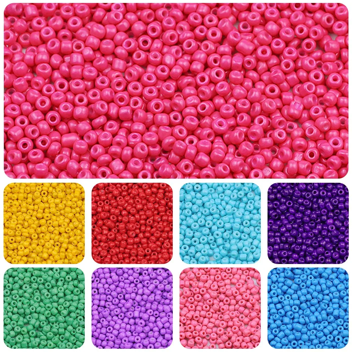 650Pcs 3mm 18g Small Coloured Glass beads, Round Solid Coloured Shims Loose Beads For DIY Jewelry Bracelet Making Accessories