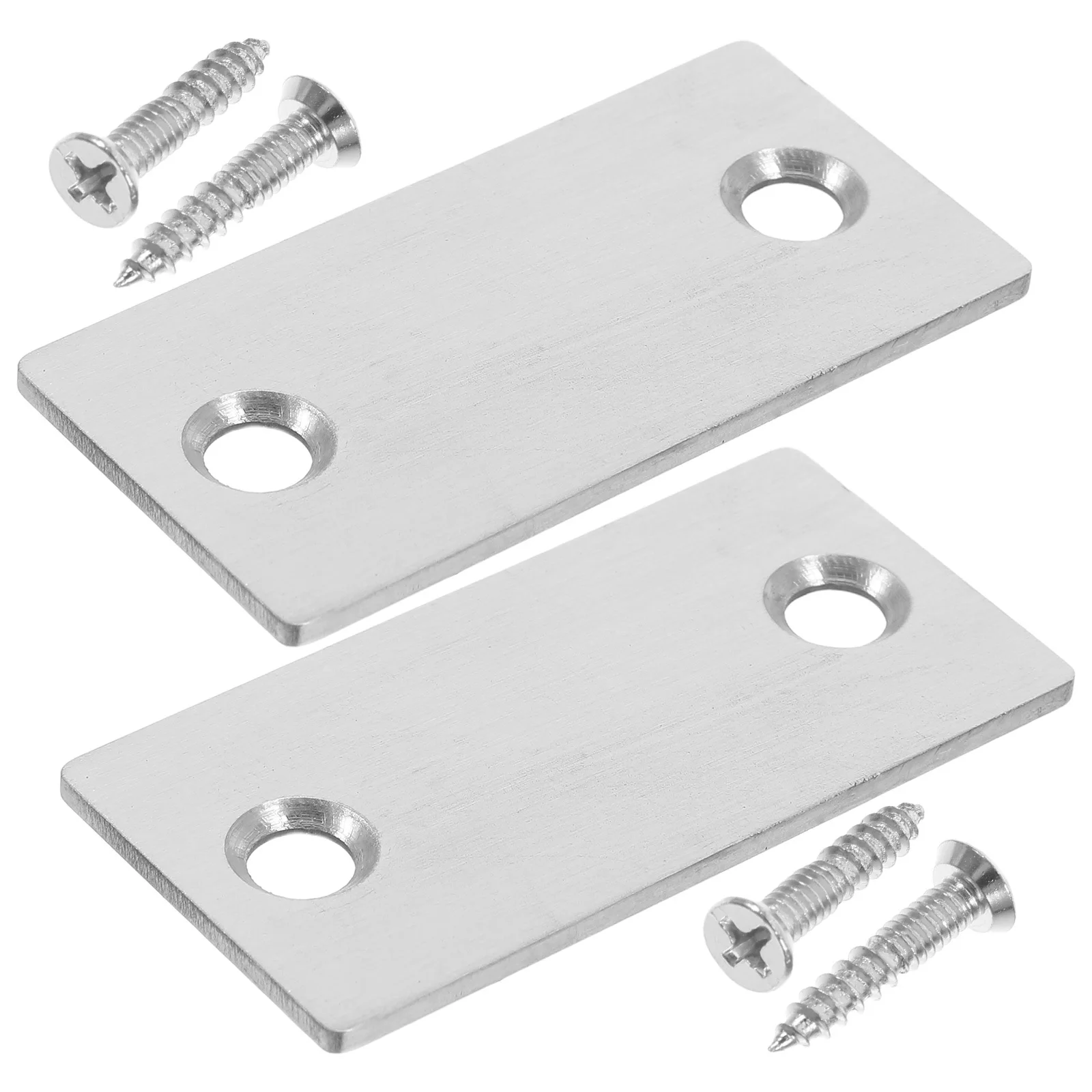 

2pcs Stainless Steel Filler Plate For Door Edge Repair Durable Replacement Parts Interior Exterior Doors Door Lock Plate