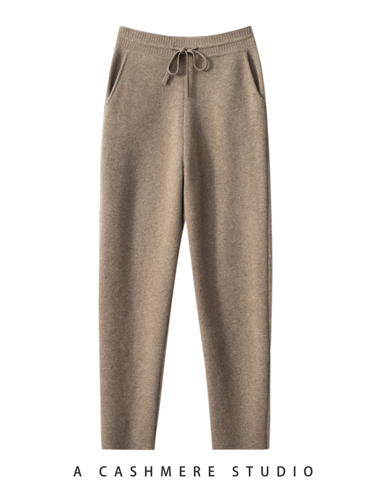 CHICUU Women 's 100% Cashmere Pants Thickness Pencil Pants Autumn Winter Casual Simple Style Cashmere Knit Pants Soft Warm