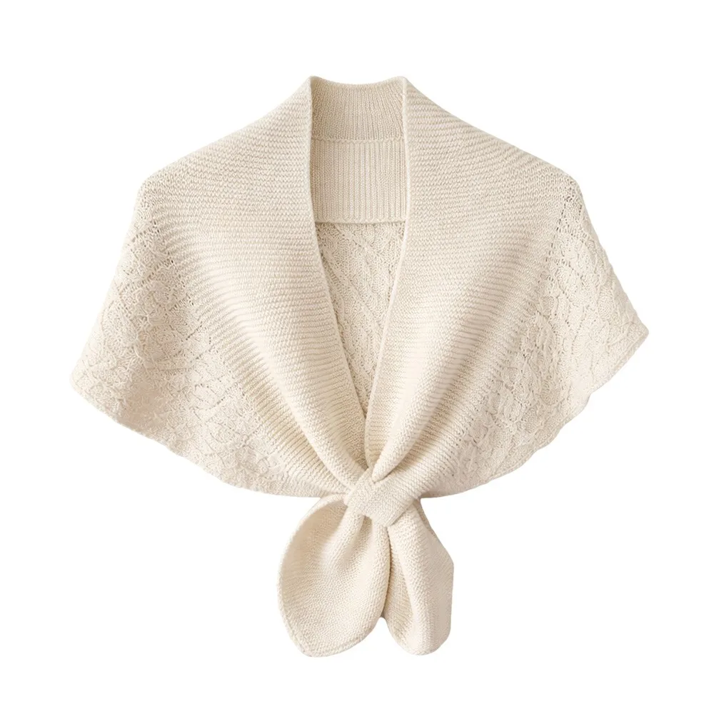 

Fashion Solid Color Knitted Shawl Knitted Blouse Shoulders Fake Collar Cape Air-conditioning Outerwear Women