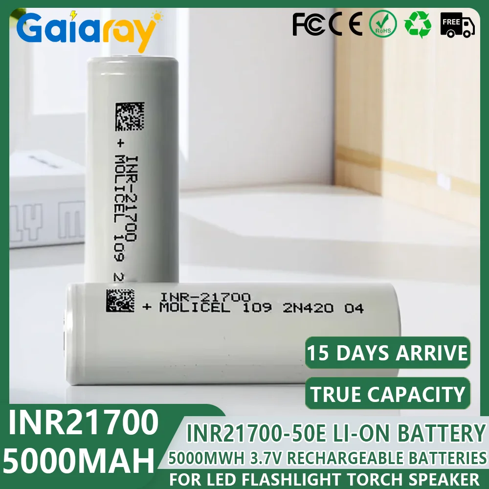 1-10pcs 3.7V 5000mAh Super Large Capacity lithium ion battery inr21700 50e Battery 21700-50E Rechargeable batteries eve 21700