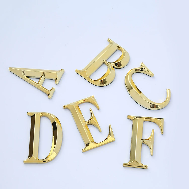 1PC 7CM Modern Letters Sticker Silver/Gold/Red Copper/Black Plaque Hotel Address Digits Sign ABS Door Plate