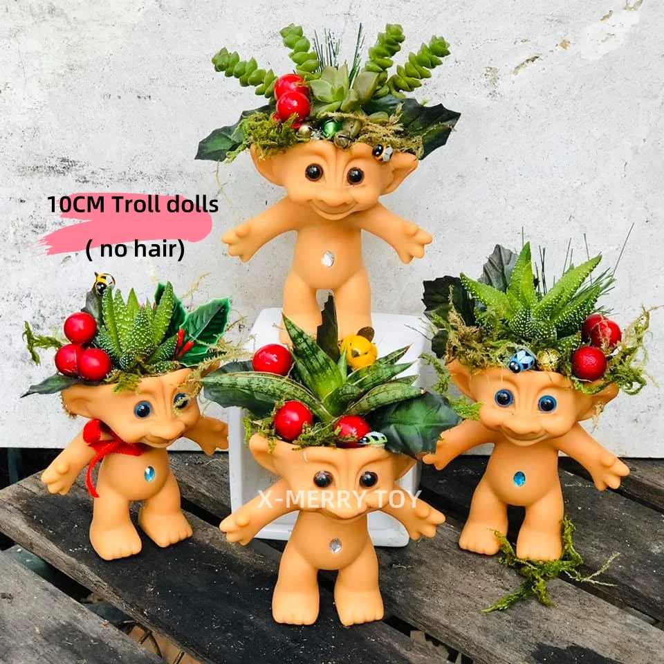 1/30pc Vintage Troll Dolls Miniature Potted Plant Bonsai Model Home Lucky Doll Decor Toy Micro Desktop Ornaments-no Plant