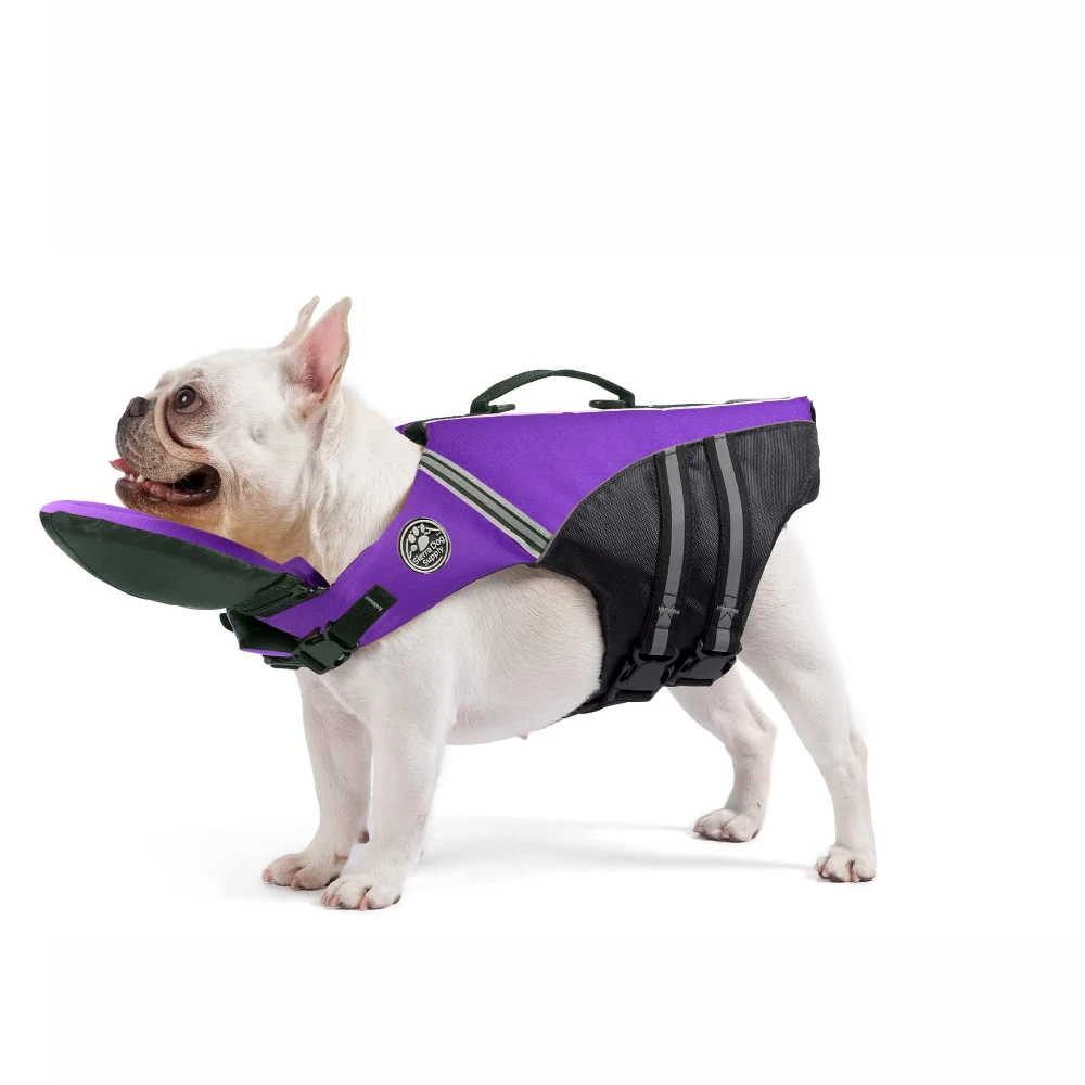 Reflective Dog Life Jacket Vest Removable Neck Float High Buoyancy Dogs Swimming Clothes, Pet Safety Swimsuit for Dog Cat
