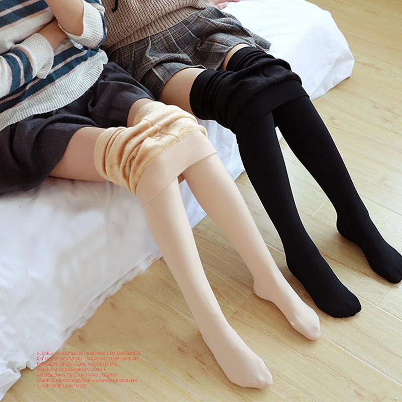 Natural Nude Style Winter Fleece Base Legging Leg Warming Essential One-piece Pants Women's Winter Stockings Worn Over Pantyhose