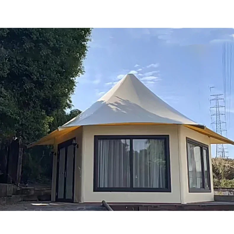 Shoulder wholesale sale 60 square meters outdoor house-shaped resort waterproof luxury hotel latest wildlife park tent