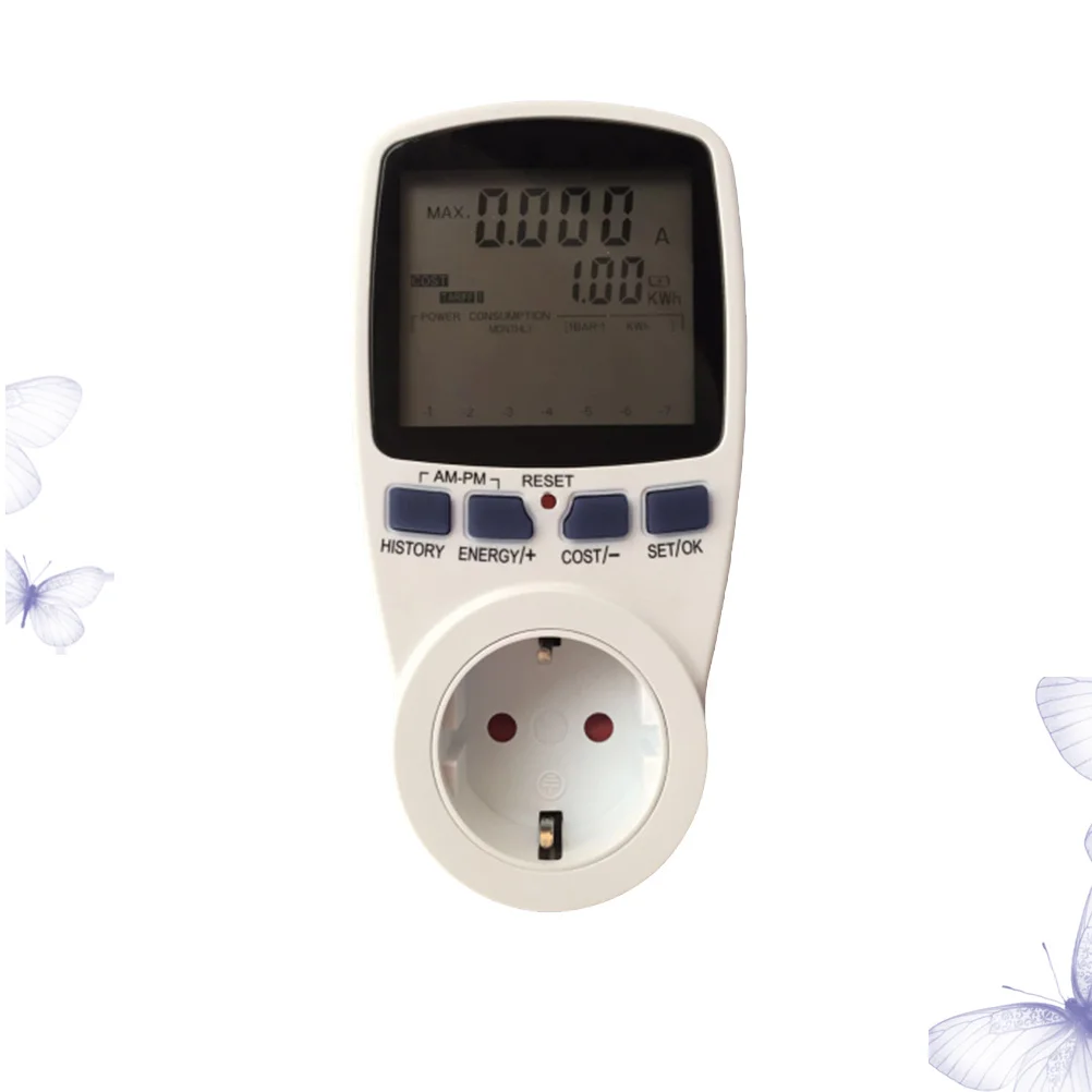

Dual Rate Energy Monitoring Socket with Large LCD Display for Power Metering Volt Amp Hz Consumption Tracking