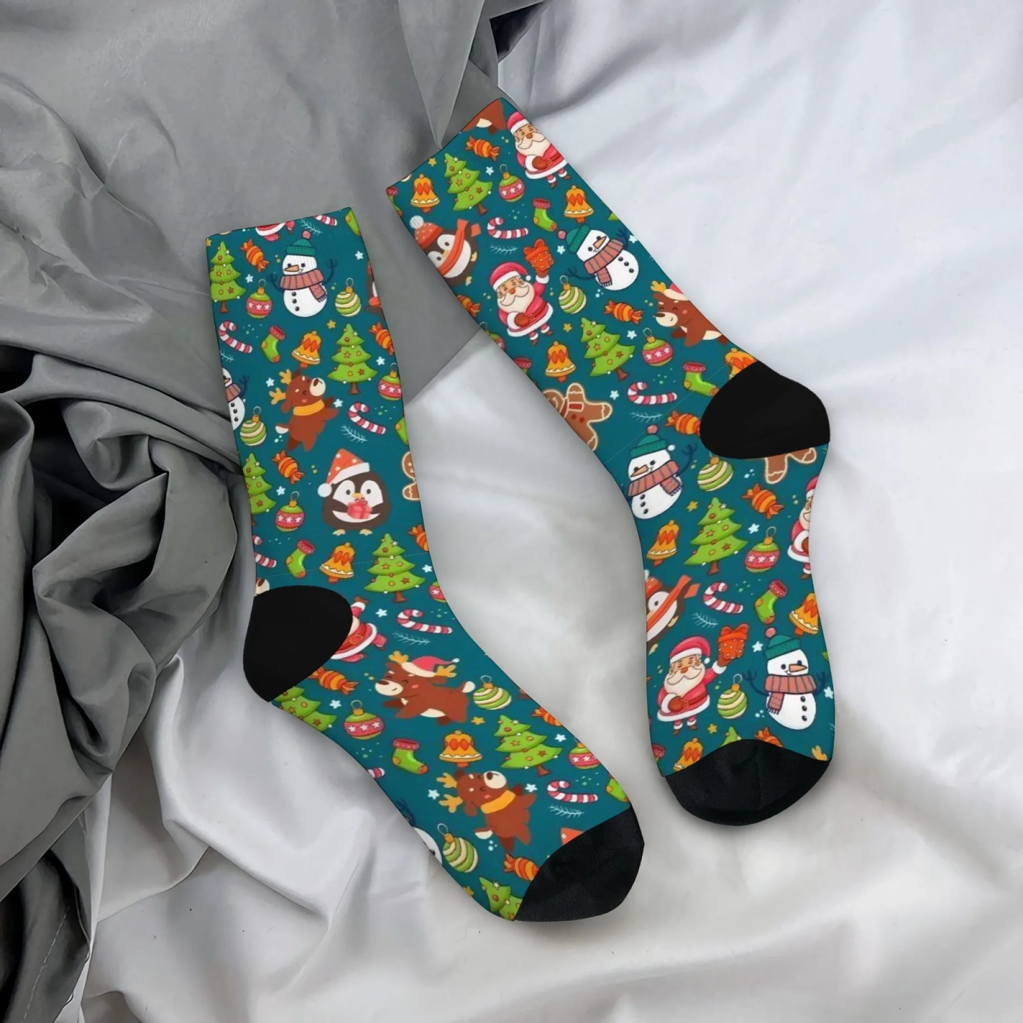 

Рождественские носки, подарок, мультяшный снеговик, пингвин, Санта-Клаус, праздничные носки для экипажа, теплые рождественские чулки для семьи