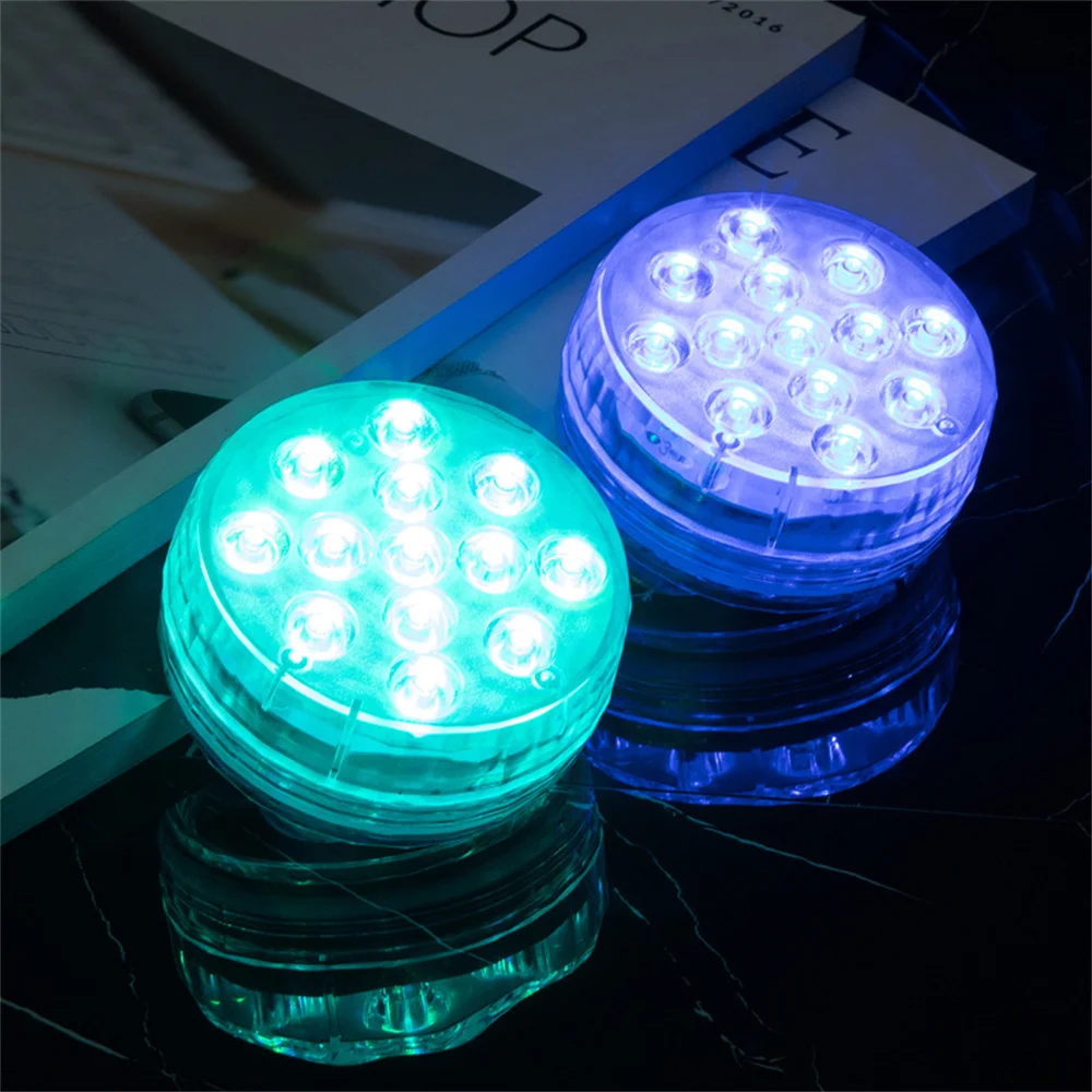 RGB Color 13 LED ضوء تحت الماء USB مصباح غاطس قابل لإعادة الشحن مع جهاز تحكم عن بعد لتزيين حفلات عيد الميلاد #4