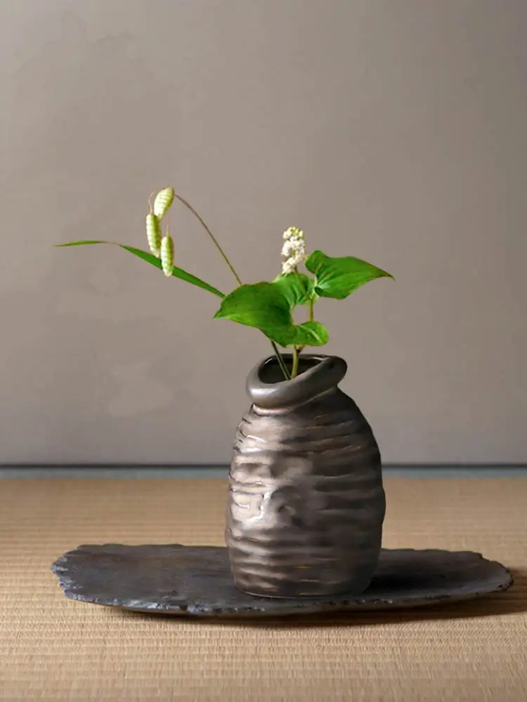 

Handmade Ceramic Zen Vase Tea Room Decoration Japanese Retro Creative Flower Arrangement Living Room Entrance Home Ornament