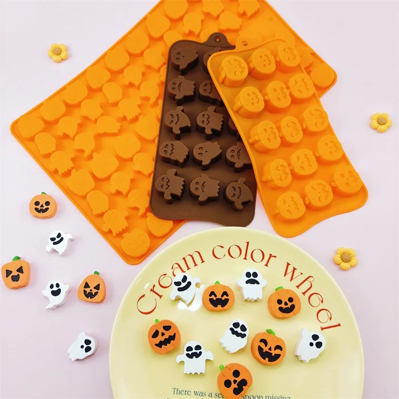 1 molde de silicona de calabaza de Halloween, molde de caramelo para galletas de Chocolate fantasma, herramientas para hornear DIY para fiesta de Halloween, decoración de pasteles