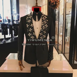 Luxury Jewelry Ornament Suit Men Single Breasted Prom Blazers Customized 2 Pieces Groom Wear Wedding Tuxedo trajes para hombre
