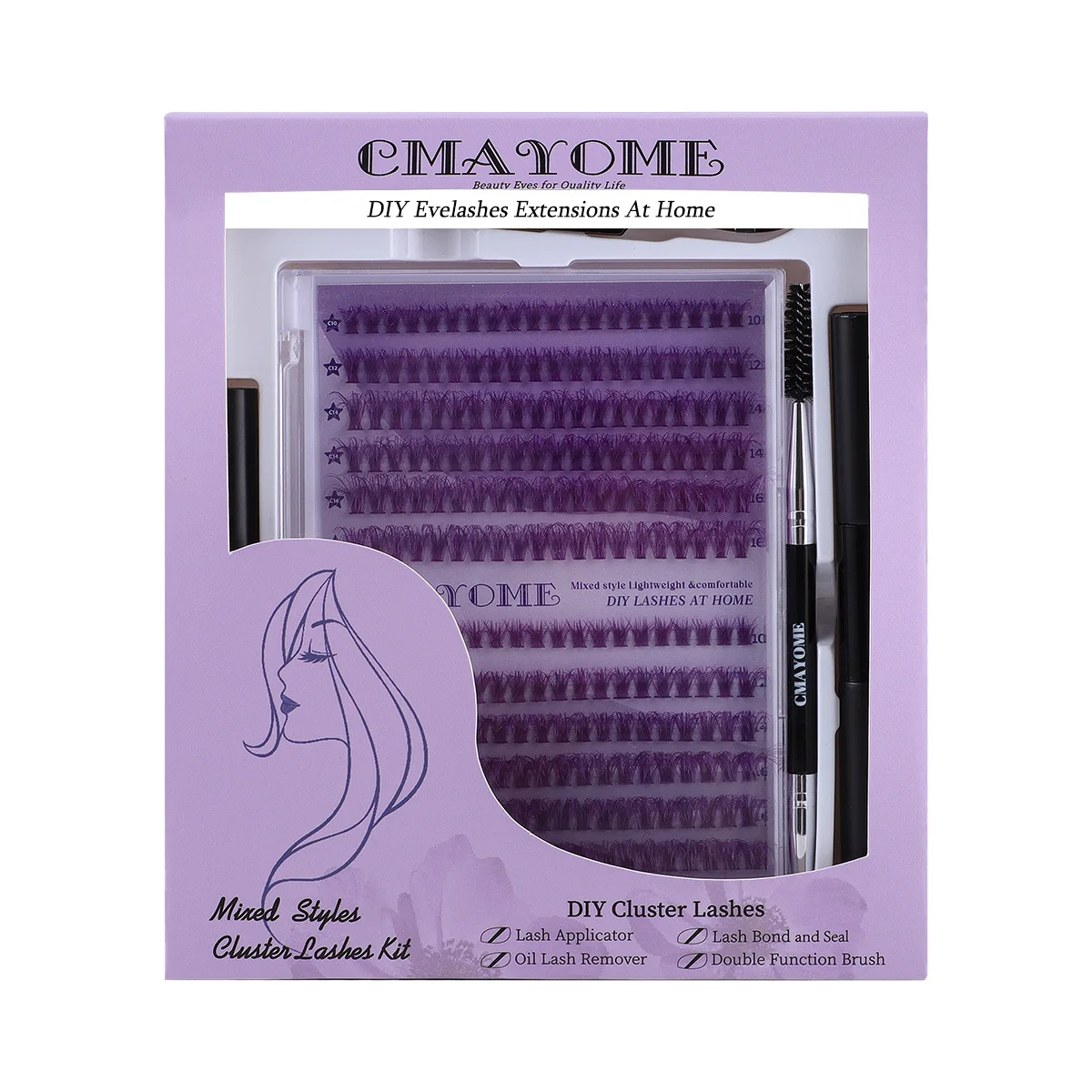 Kleur Enkele Tuft Wimpers Valse Wimpers Kit 30d40d Dichte Rommelige Gekrulde Wimpers Lijm Gereedschapset