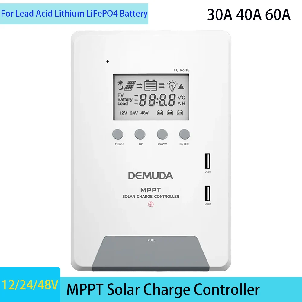 

MPPT Solar Charge Controller RV Charging 12V 24V 48V Intelligent Solar Panel Regulator for Lead Acid Lithium LiFePO4 Battery