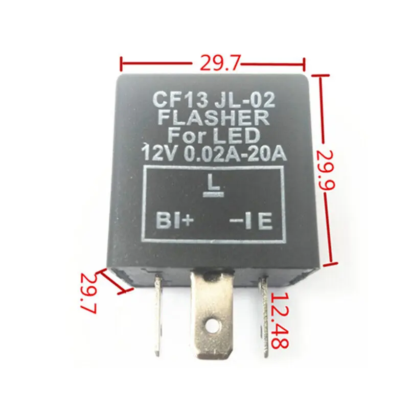 รีเลย์ไฟกระพริบ LED 3ขา JL-02 CF13สำหรับรถยนต์2ชิ้น