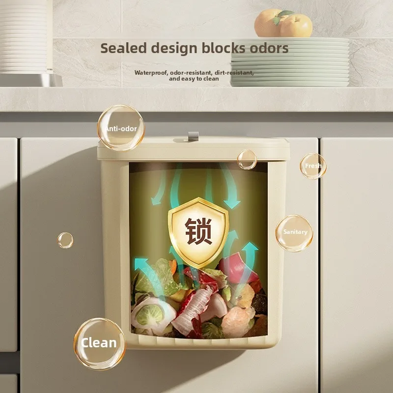 12L Wall Mounted Hanging Kitchen Trash Can With Lid Garbage Can For Cabinet Under Sink Compost Waste Bin For Home Kitchen