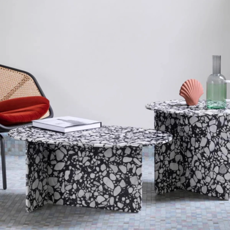 

Nordic minimalist terrazzo combination coffee table designer living room home sofa creative art marble coffee table
