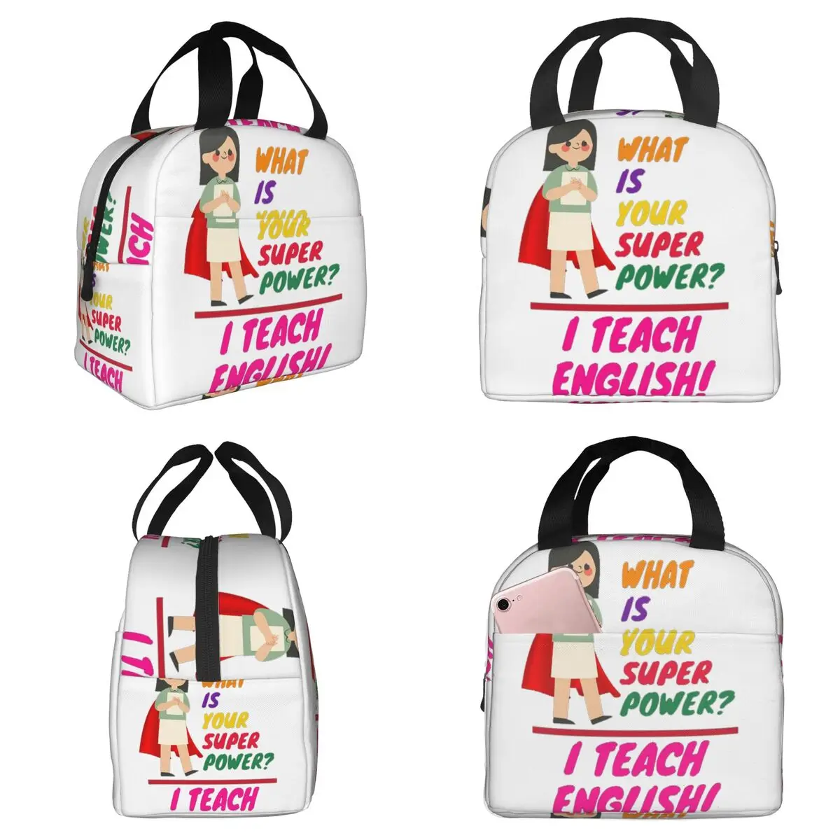 Sac à déjeuner isotherme pour femme, idéal pour les enseignants d'anglais, boîte alimentaire thermique portable pour le bureau