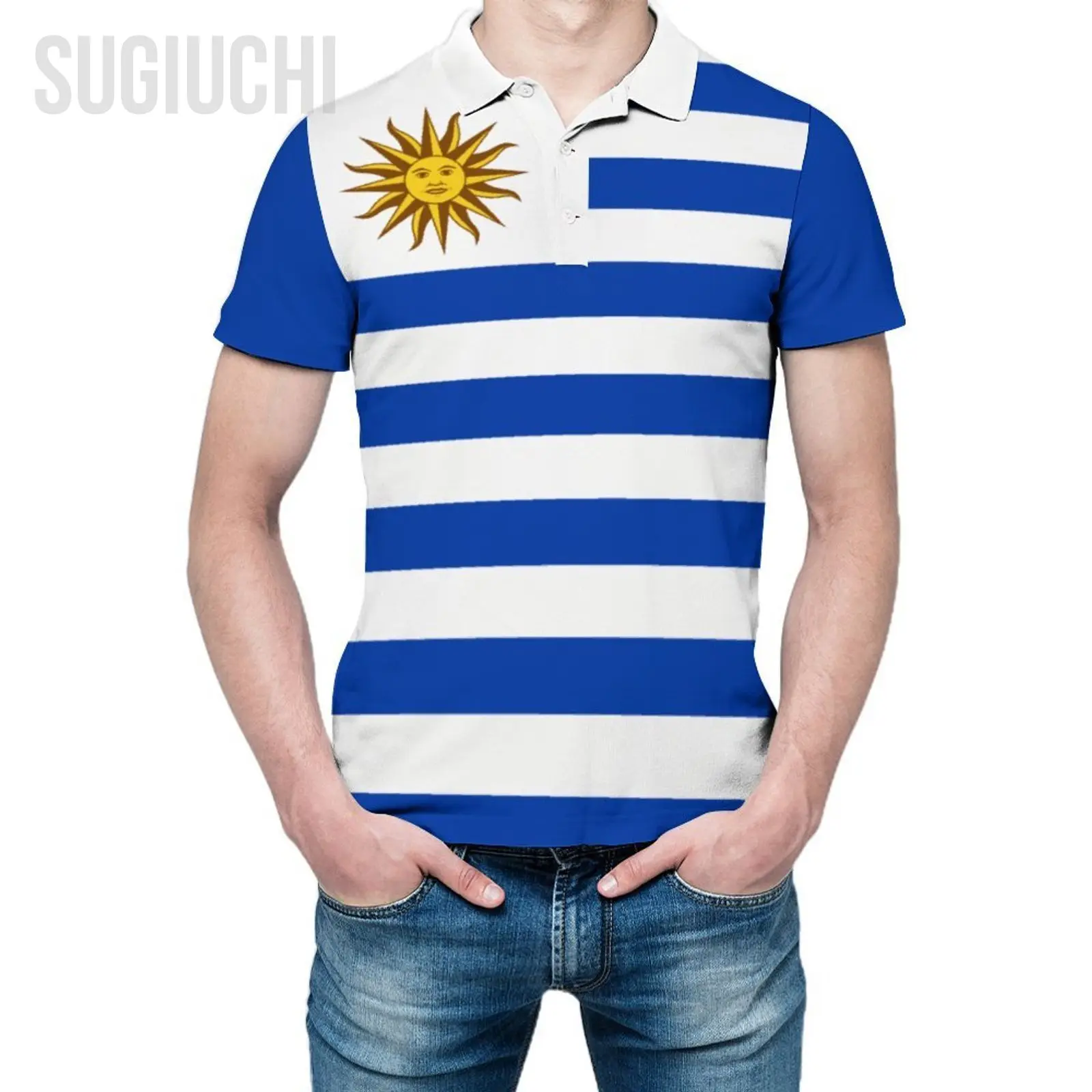 Unisex Polo Shirt Uruguay Flag 3D Print Man Polo Fashion Clothing Tracksuits Short Sleeves