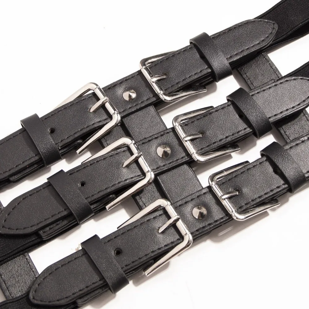 High Quality Three Row Buckle Waistband Belt Punk Style Wide Elastic Waist Belt Slim Fit Versatile Women's Waist Belt for Women