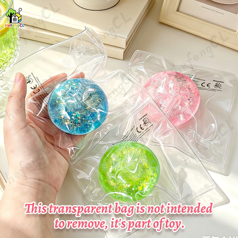 (HefengCL)Glitter Apple TPR Squishy Squeeze Toy, Multi-play ASMR Stress Relief Sensory Fidget Toy for Kids & Adults