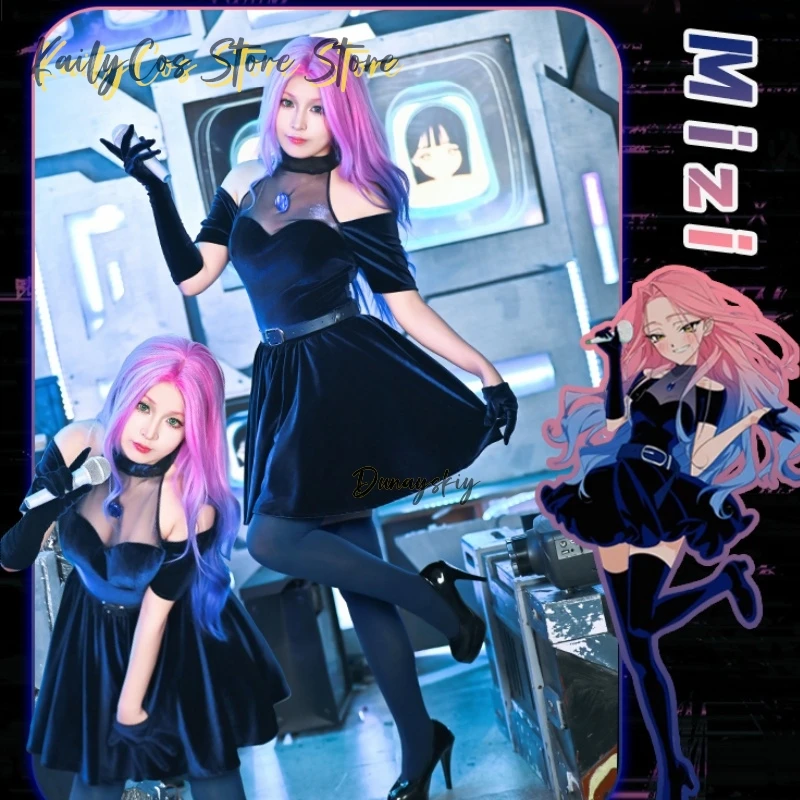 mizi-cosplay-roupas-peruca-rosa-gradiente-rosa-roxo-cabelo-longo-microfone-traje-saia-de-veludo-anime-alienigena-palco-cosplay-traje
