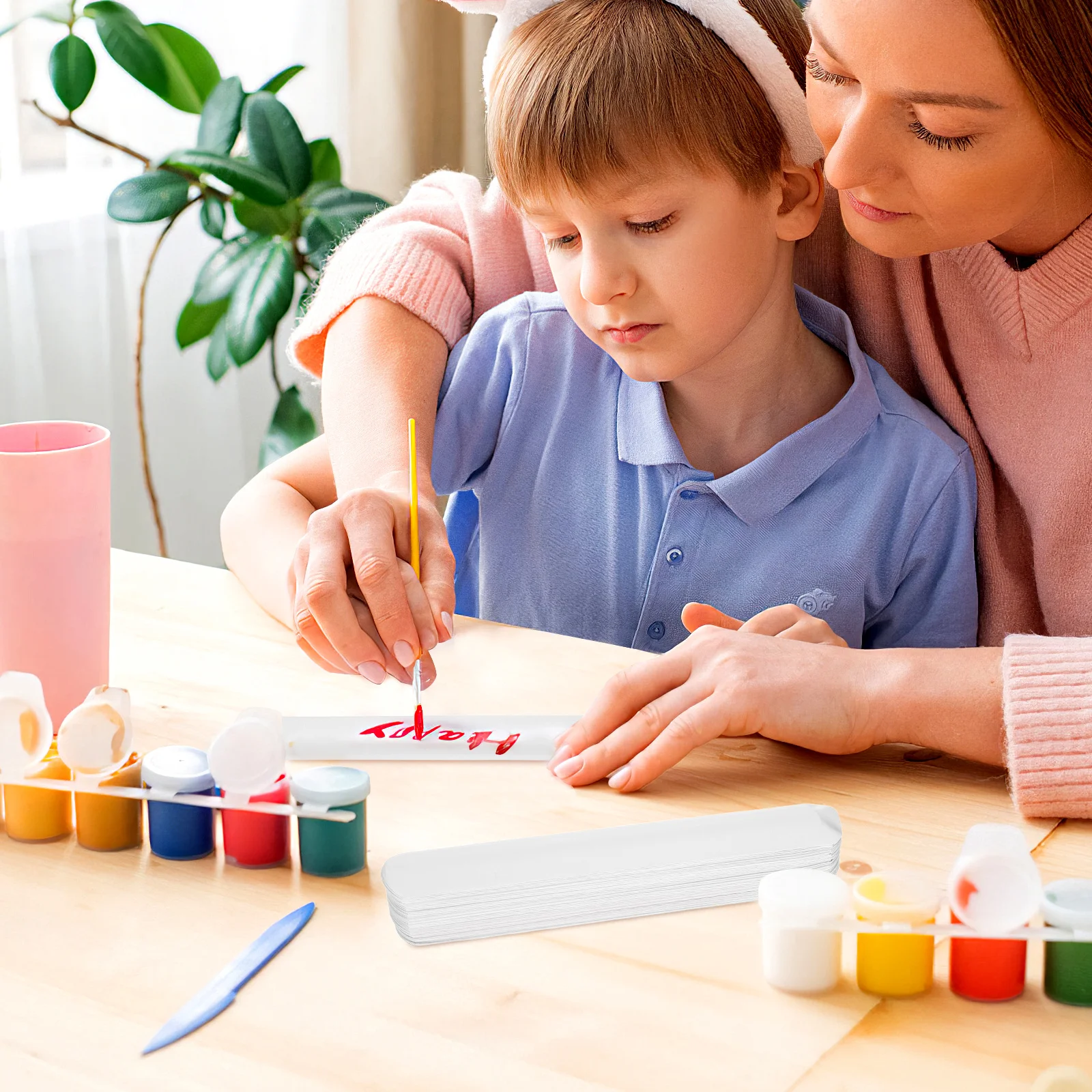 

60Pcs DIY Graffiti Slap Bracelets White Kids Slap Bands Party Favors Compact Portable Children Accessory Party Favors