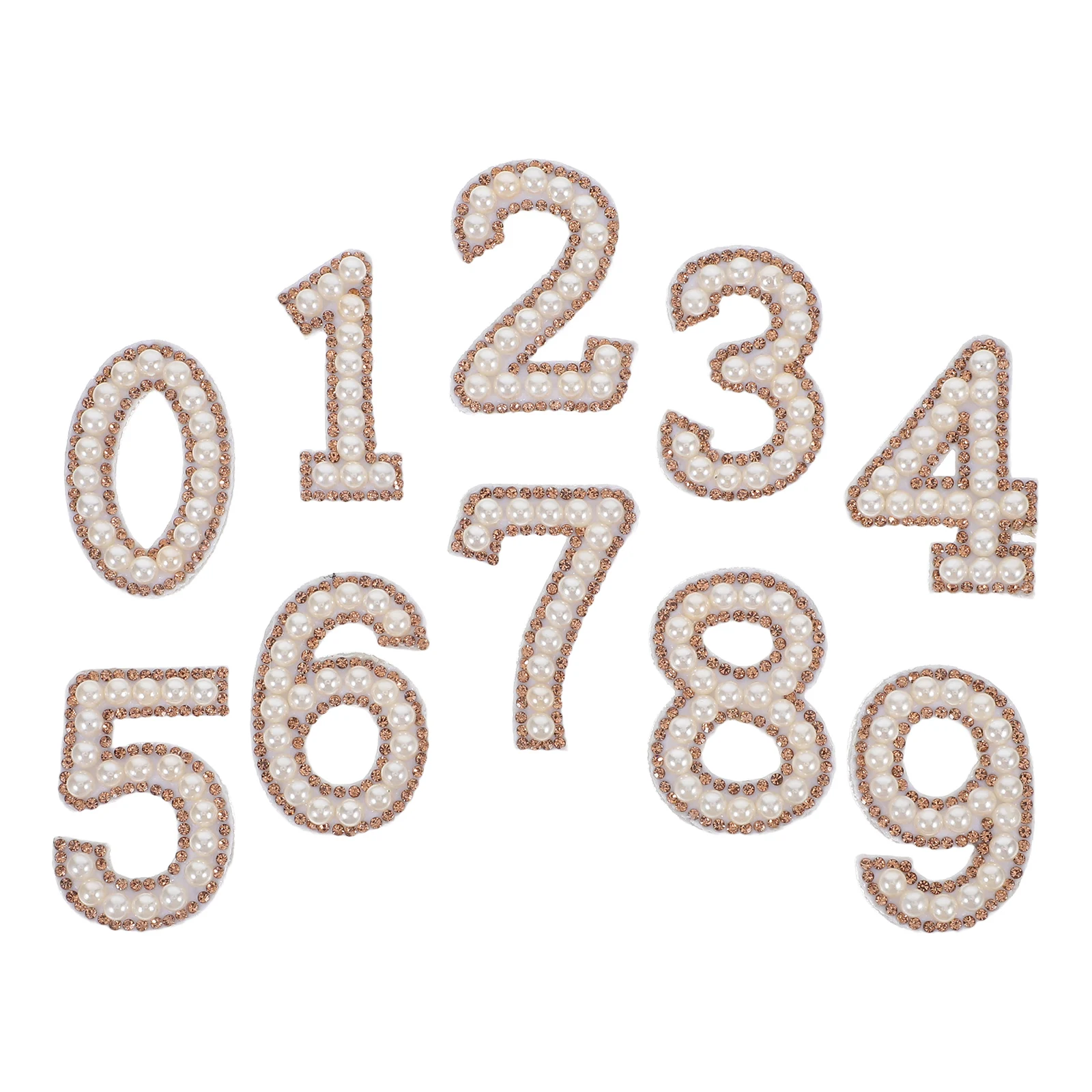 10 قطعة حجر الراين الرقمي اللؤلؤ الحديد على بقع أرقام كبيرة البلاستيك الساخن إصلاح الزينة DIY بها بنفسك اكسسوارات للملابس