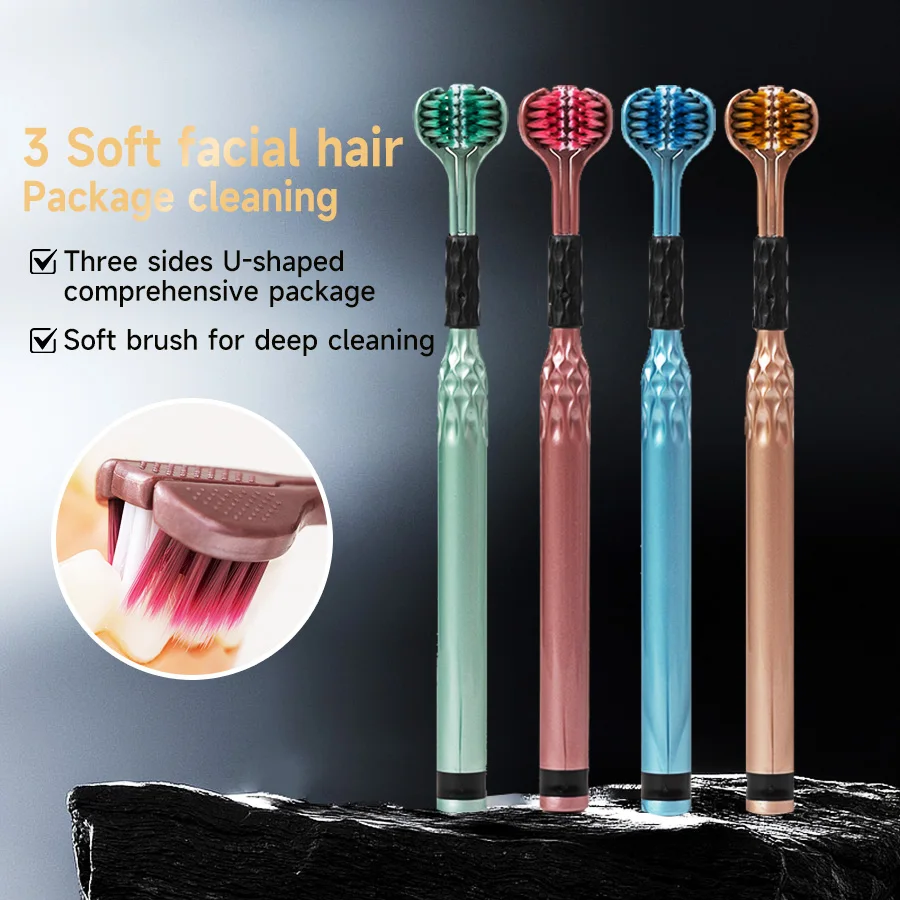 3D Manual Toothbrush Set – Three-Sided U-Shaped Soft Brush, Comprehensive Oral Care for Couples Adults Great for Family Use