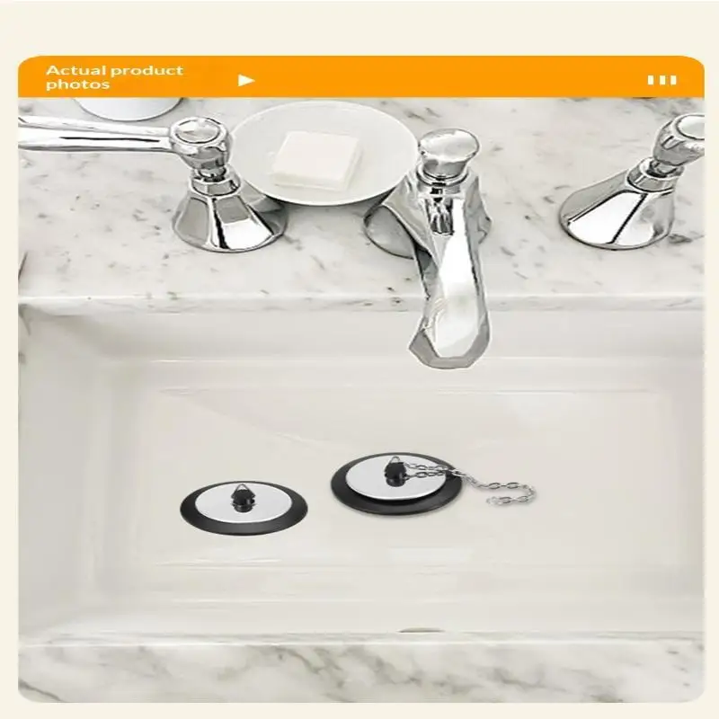 1 PCS Stainless Steel Rubber Sink Stopper With Hanging Chain Leak Proof Seal For Kitchen Bathroom Drain