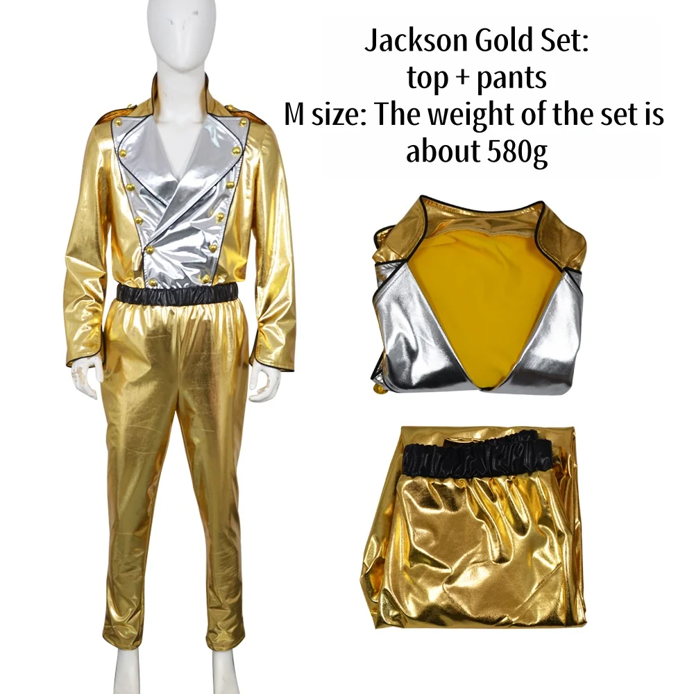 Rollenspiel-Tanzkostüm Michael Jackson History Goldene Jacke Hosen Kostüme Cosplay-Outfit